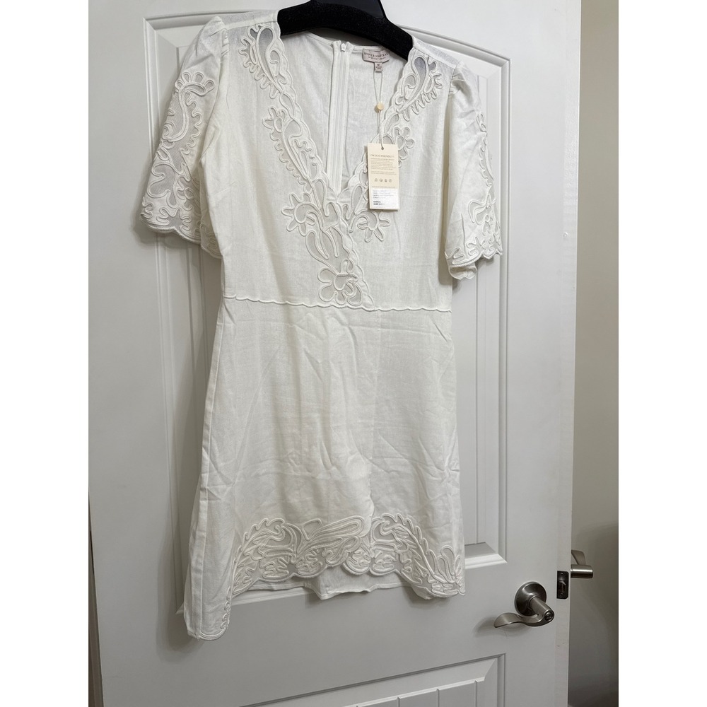 Super Natural by Secret Mission Creme White Linen Lace Blend Dress Size‎ M